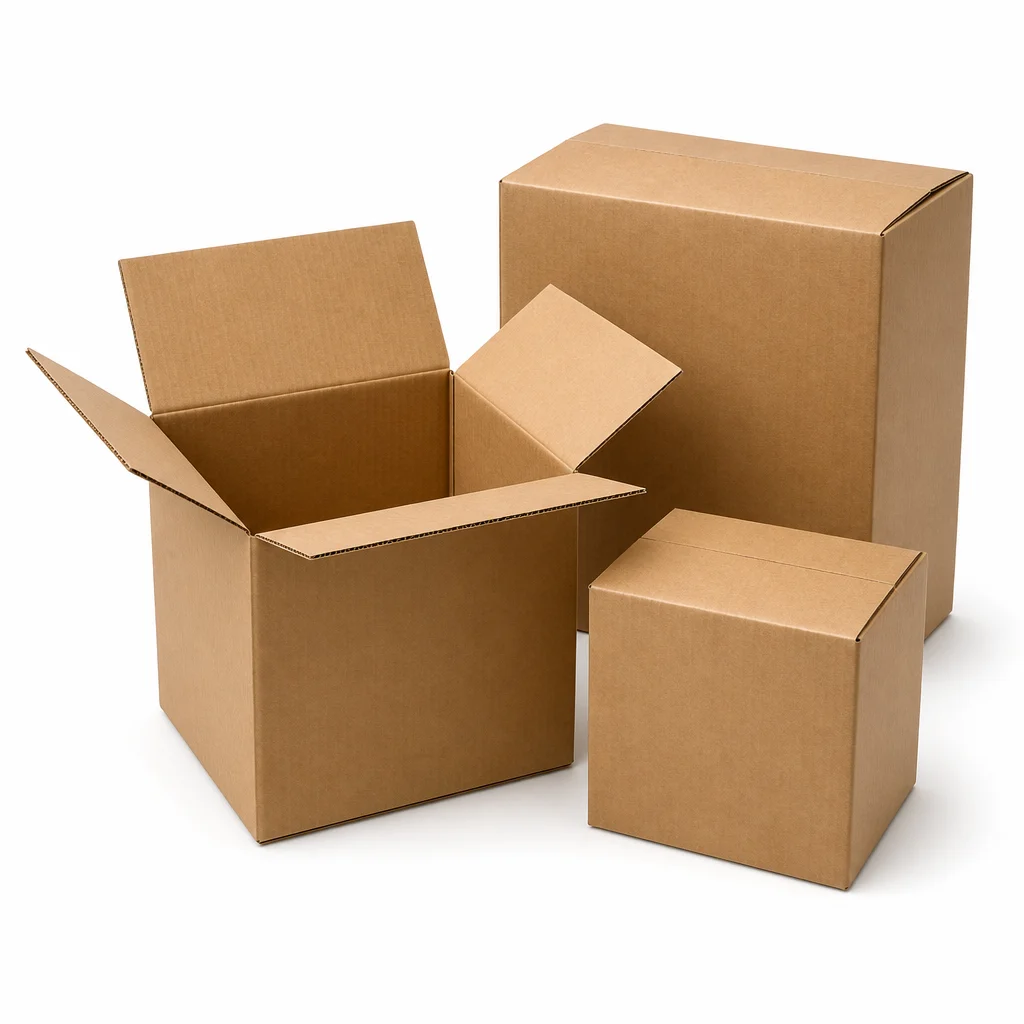 Plain kraft corrugated shipping boxes