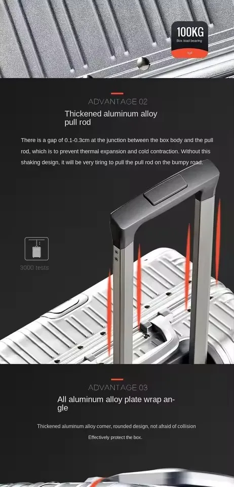 Aluminum-Magnesium Alloy Spinner Travel Suitcase, view 3