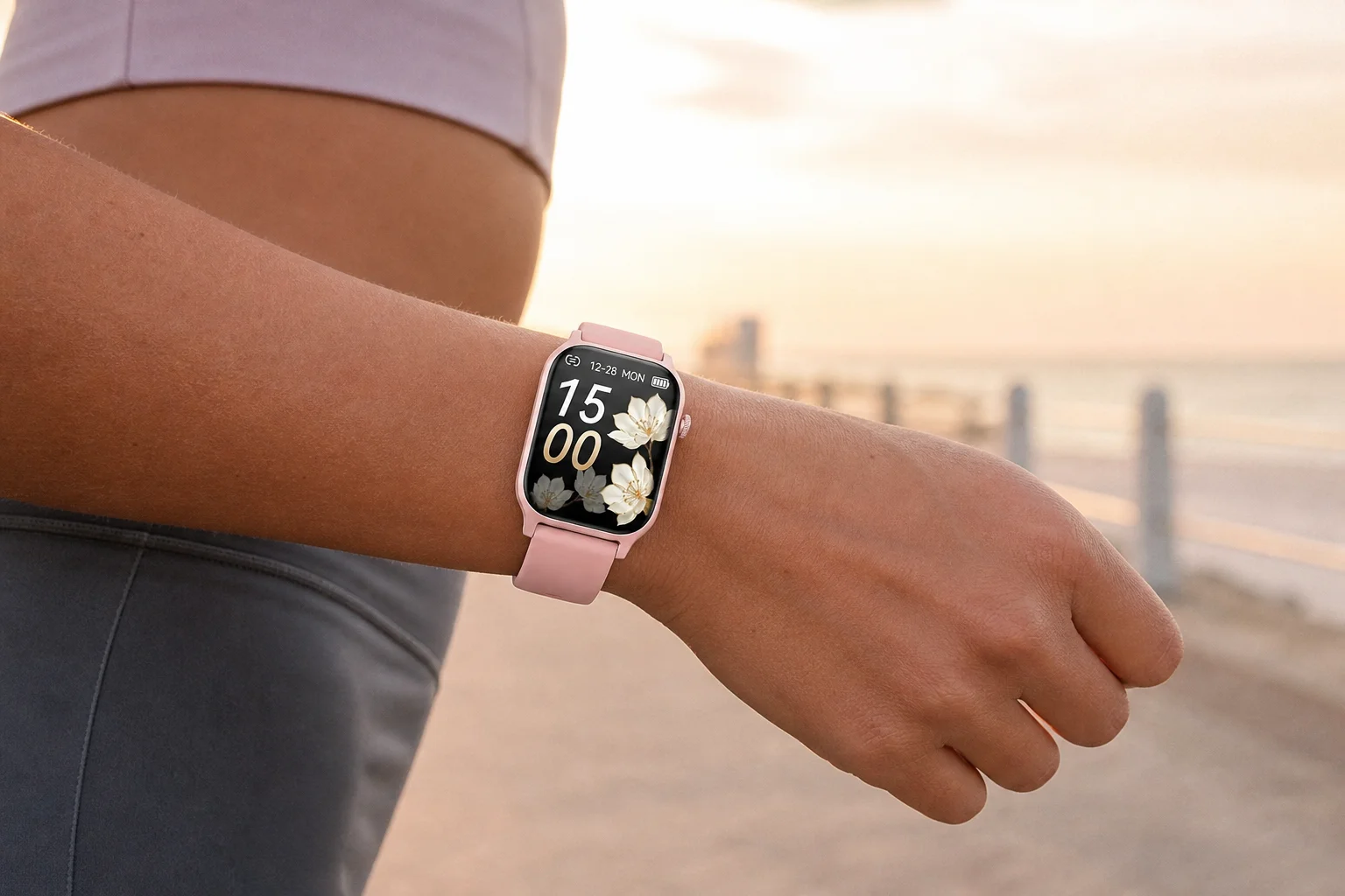 VitaFit smartwatch styled for an active day