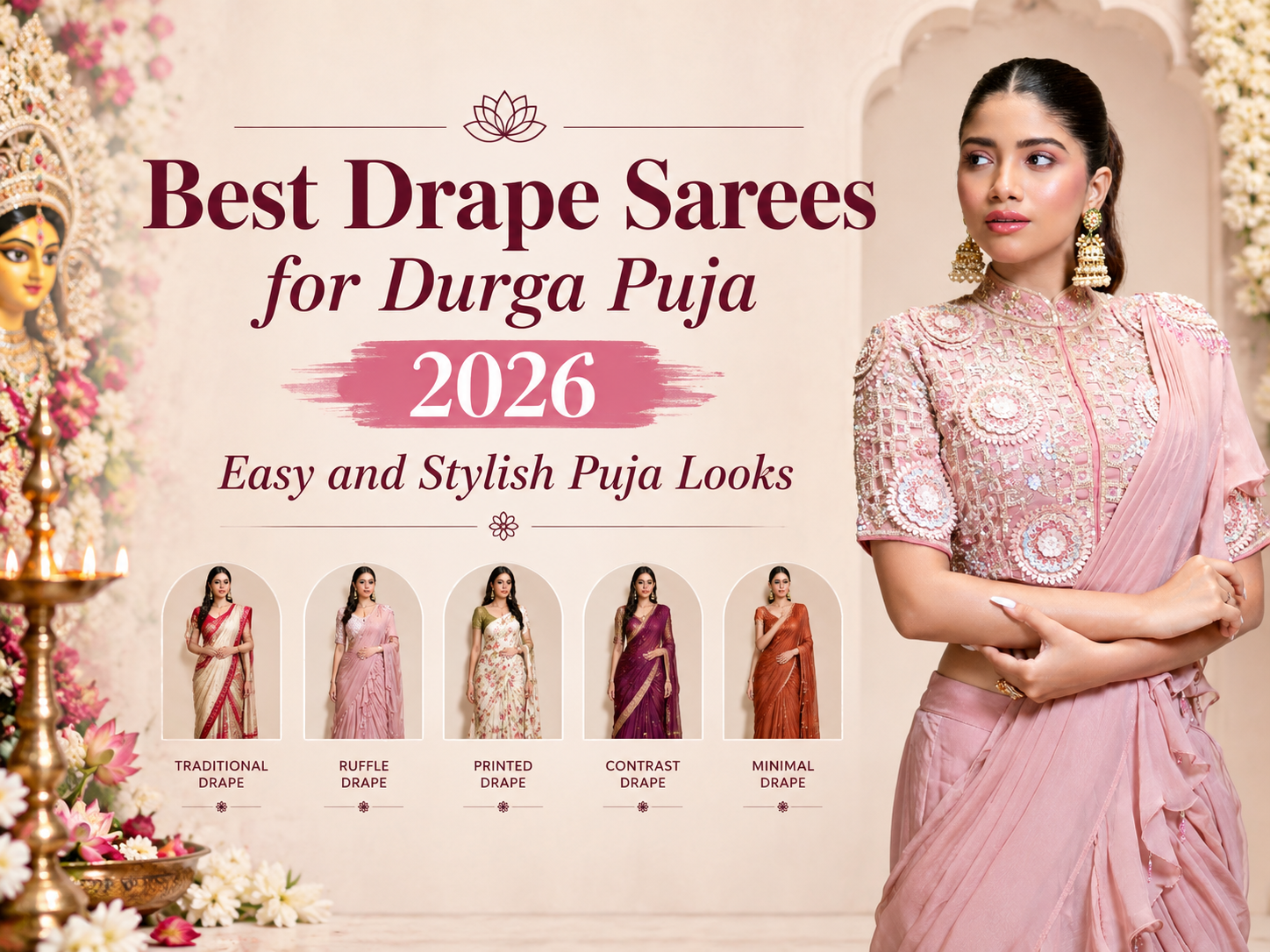Best Drape Sarees for Durga Puja 2026: Easy and Stylish Puja Looks