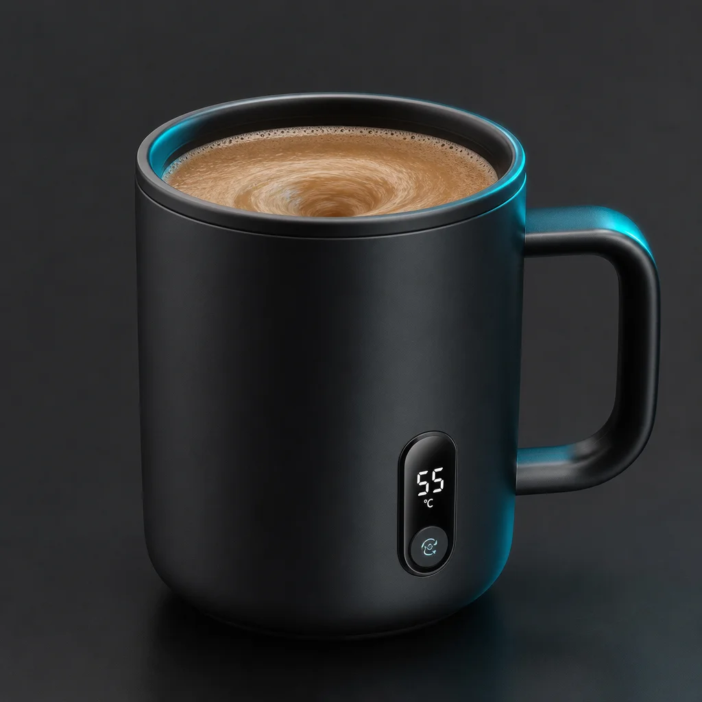 SpinBrew Zelfroerende Koffiemok met Temperatuurdisplay