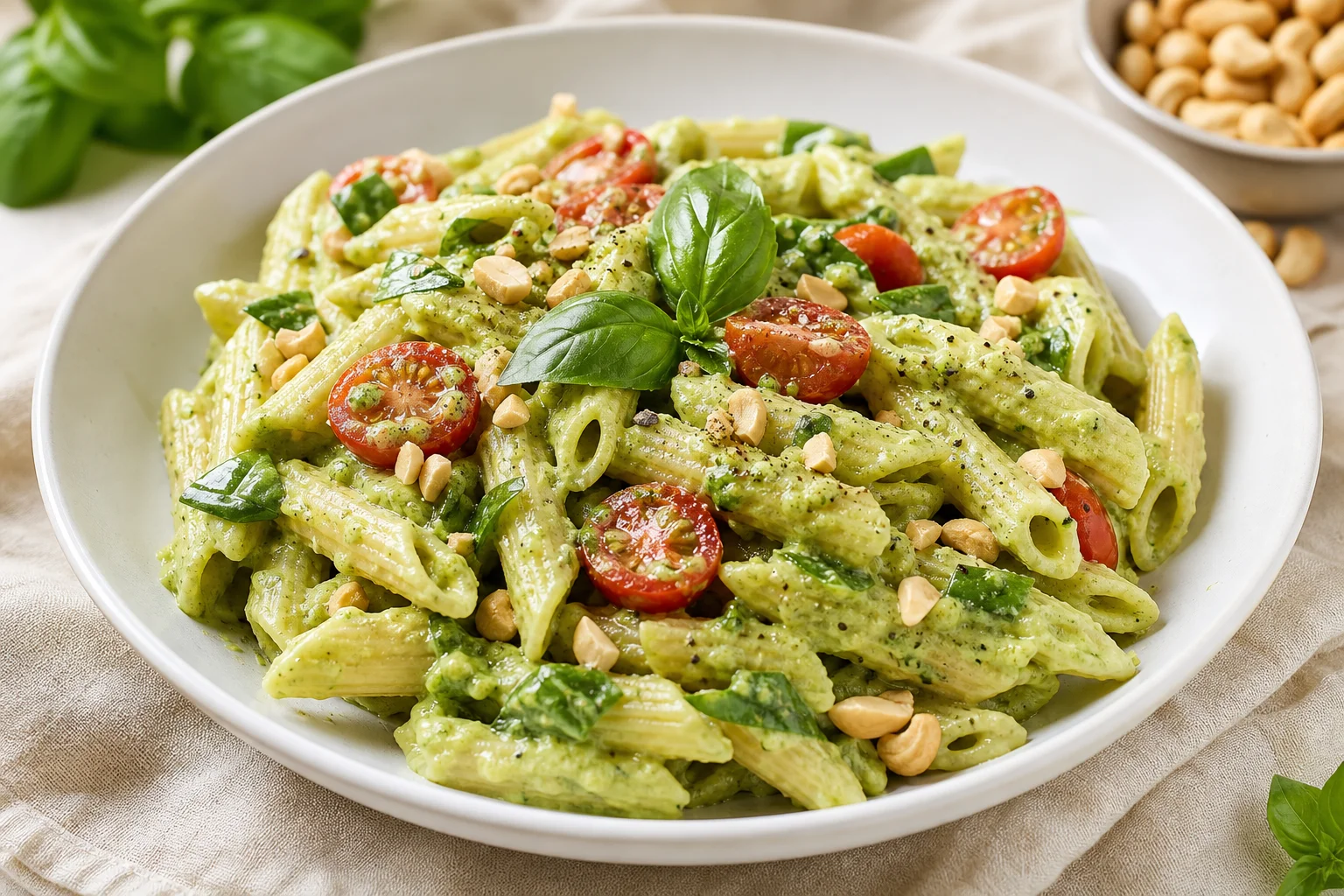 Creamy Basil Cashew Pasta