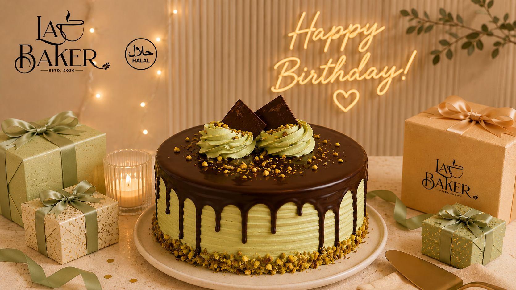 Pistachio Chocolate cake 8"