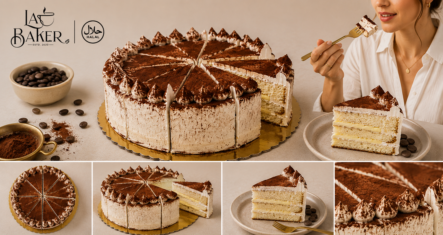 Tiramisu cake (10 sliced)