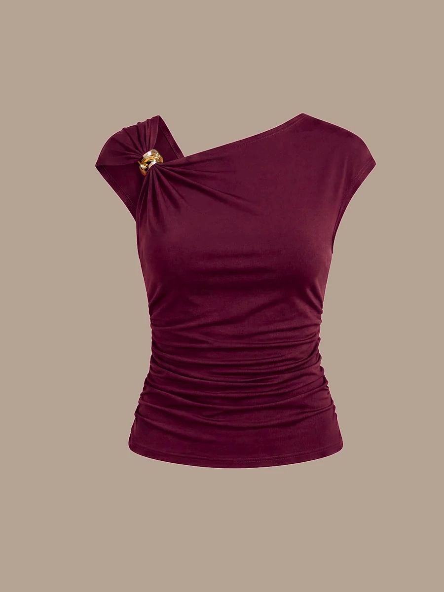 Ruched Burgundy Top