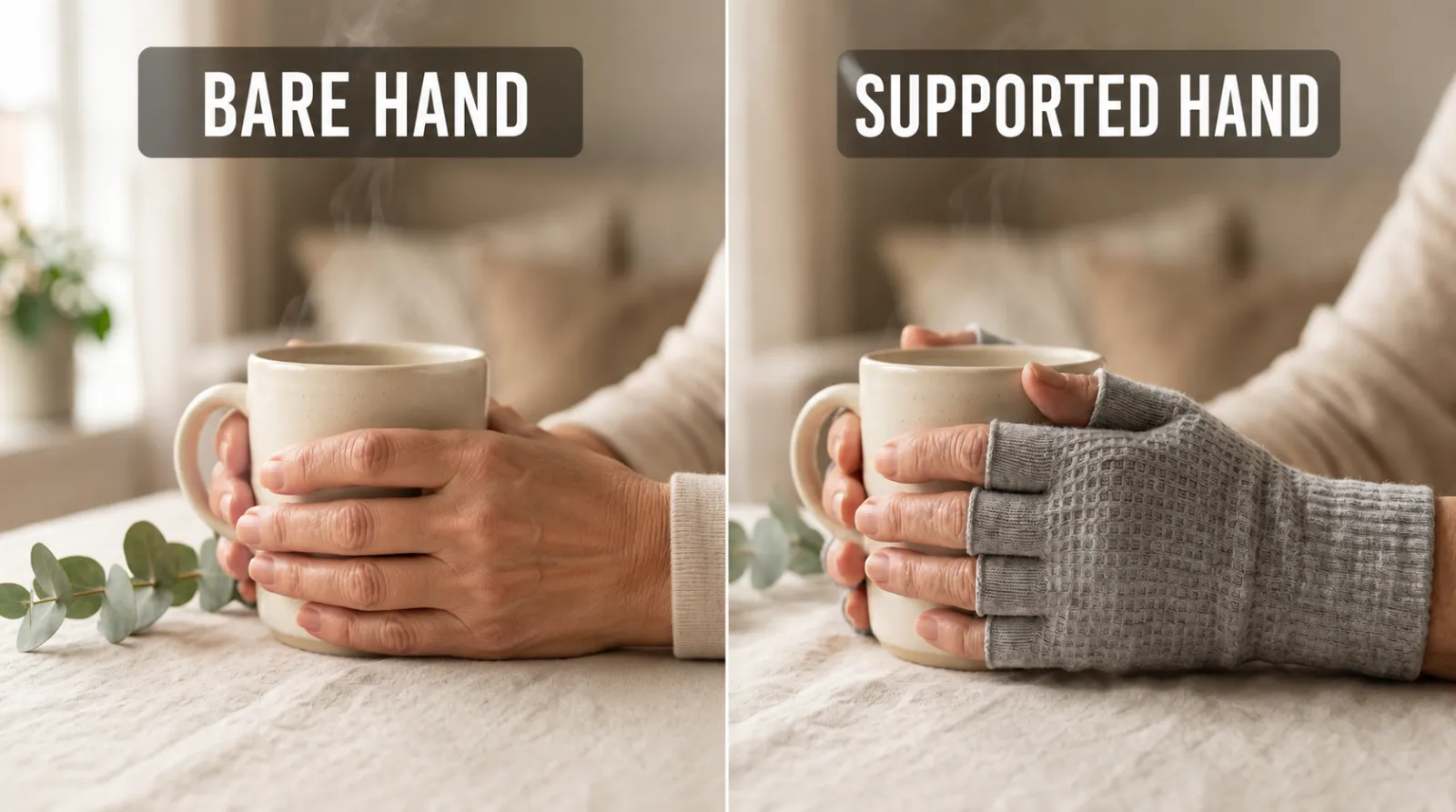 Bare hand versus supported hand