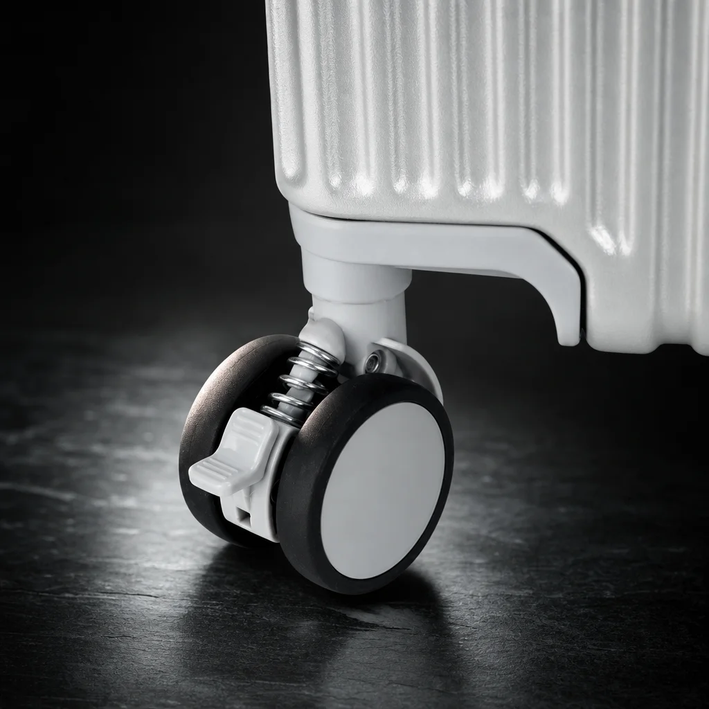 Macro of a spinner wheel and the lower corner of the case