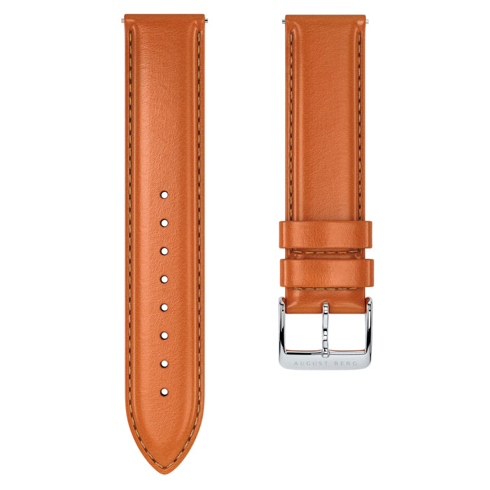 Light Brown Leather Silver Buckle Strap