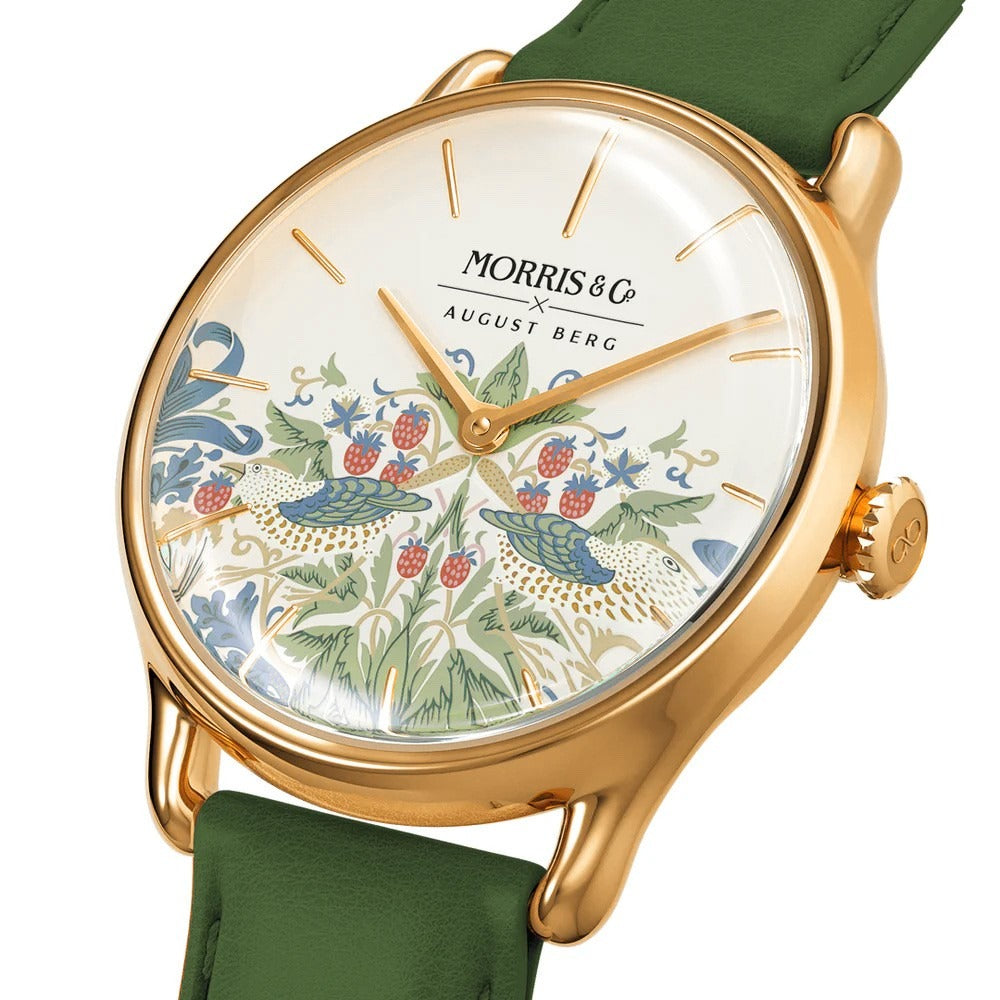 Strawberry Thief | Cochineal Olive Watch | August Berg