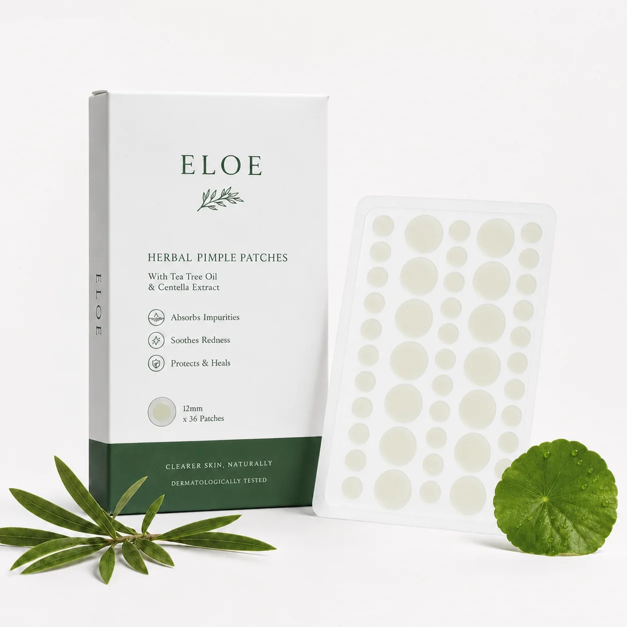 Eloe Herbal Clear Patches box and patch sheet
