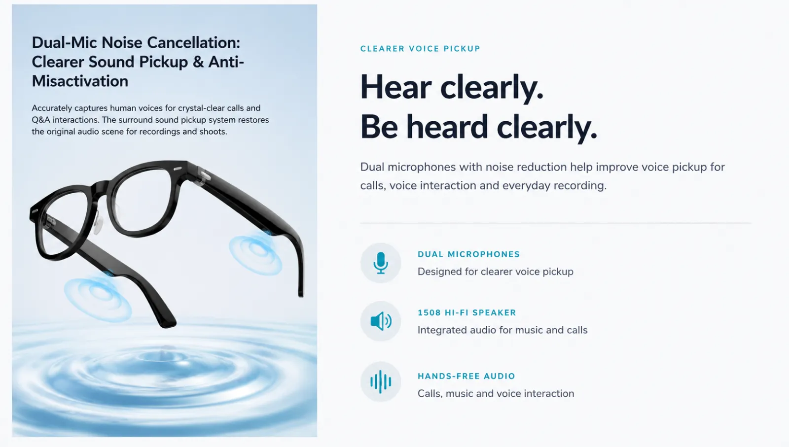 Dual-mic noise cancellation — clearer voice pickup feature overview