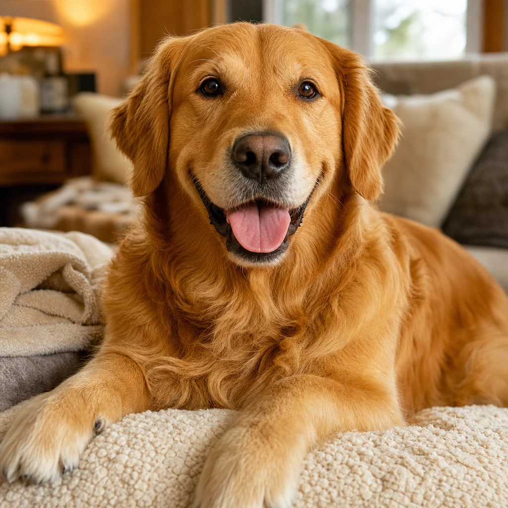 Gaspard, le Golden Retriever mascotte de la marque