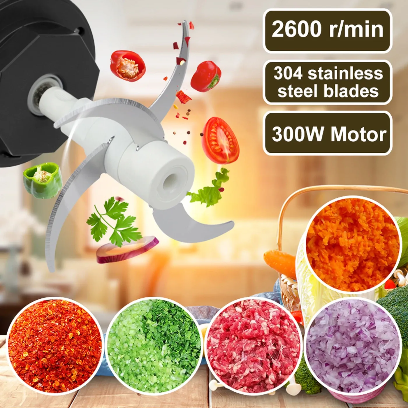 BEAR 2L Electric Food Chopper – 4 Stainless Steel Blades” 6