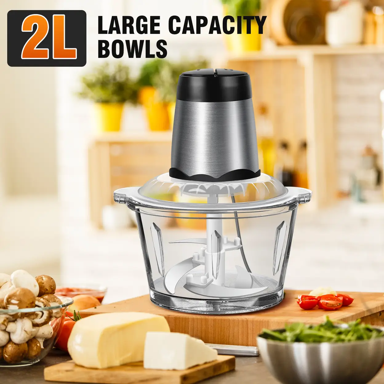 BEAR 2L Electric Food Chopper – 4 Stainless Steel Blades” 8
