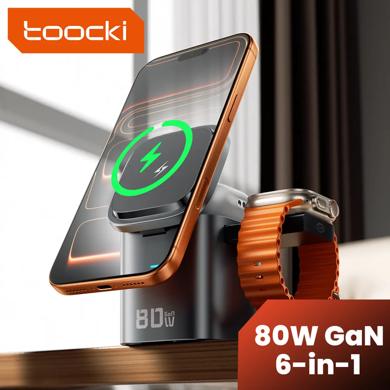 Toocki 6-in-1 80W GaN Magnetic Charging Station 10