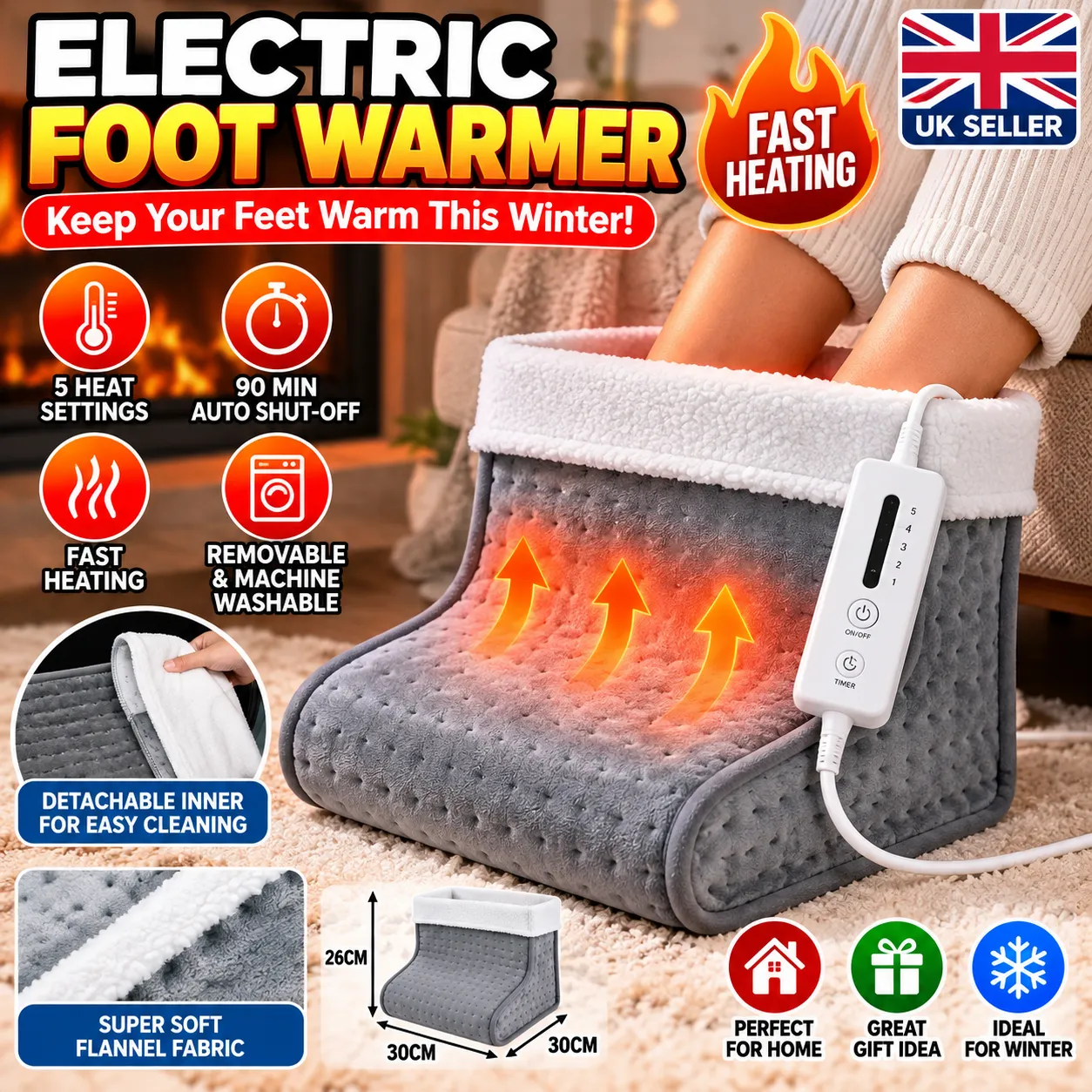 Electric Heated Foot Warmer – 5 Heat Settings