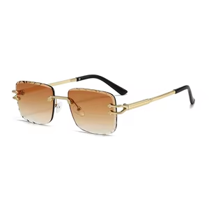 Designer Classic Rimless Sunglasses, Amber Gold