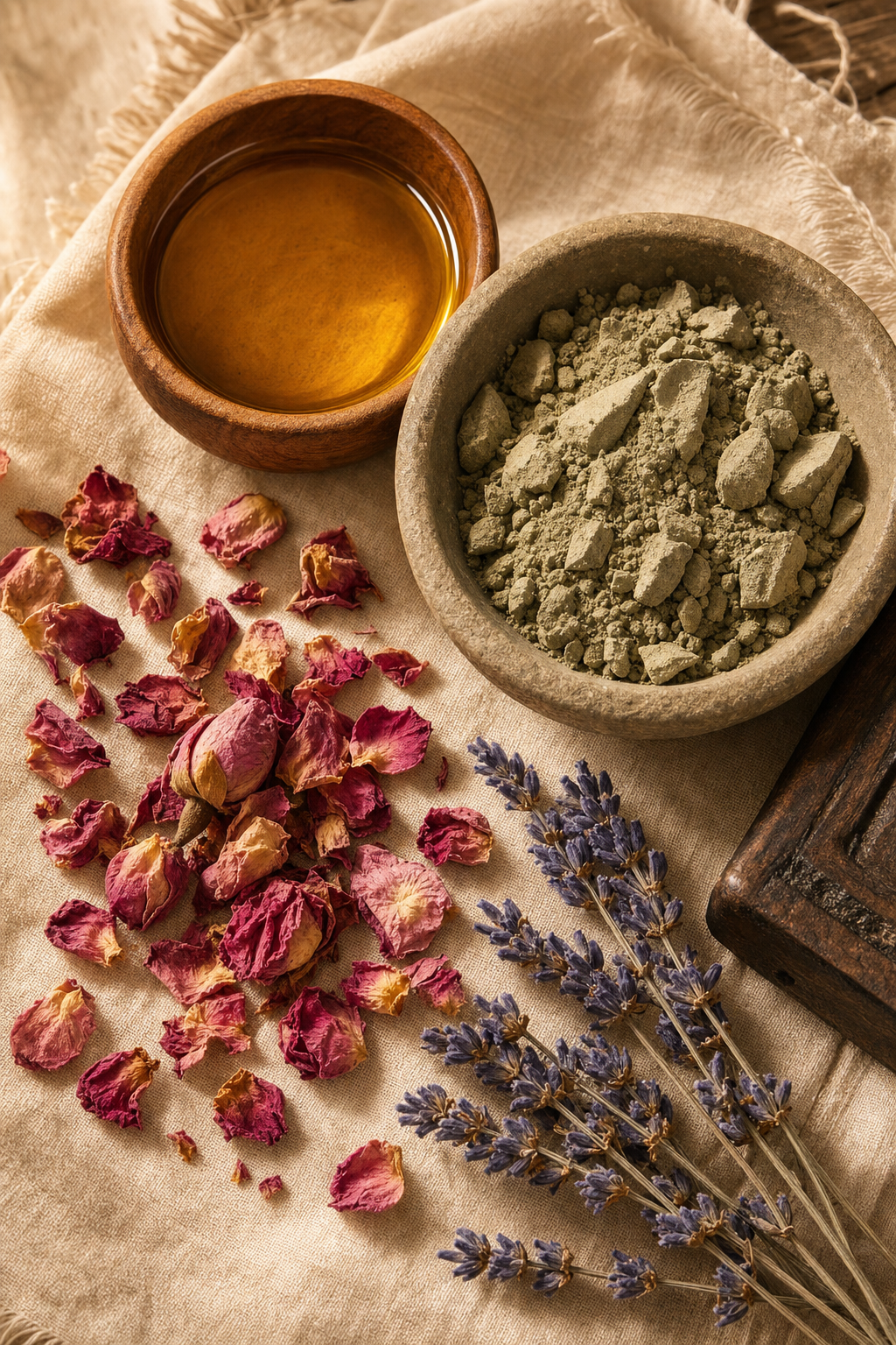Argan oil, ghassoul clay, rose petals and lavender — the ingredients of the MaisonZée ritual
